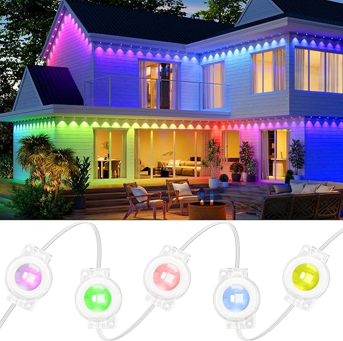 Permanent Outdoor Lights, 111ft with 72 RGBIC LED Light with App Control, Waterproof Permanent Christmas Lights for Outside Roofline Decor, Garden Decor, House,Party, Holiday Xmas Decoration