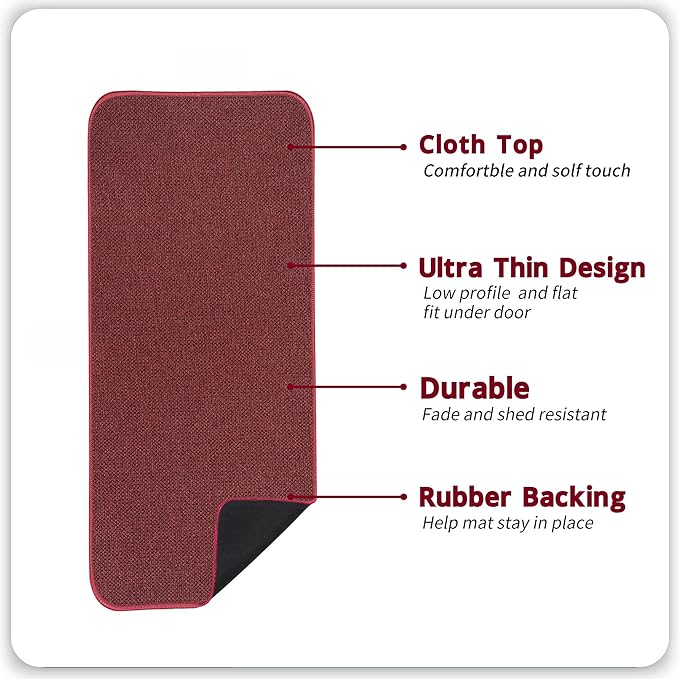 Bath Mat,Ultra Thin Bathroom Runner Rugs,Large Bath Mats for Bathroom,Quick Dry,Non-Slip,Machine Washable,Low Pile,Bath Rug,Shower Outside,Sink,Home Decor Accessories.Red,2'x5'（24x60inch）