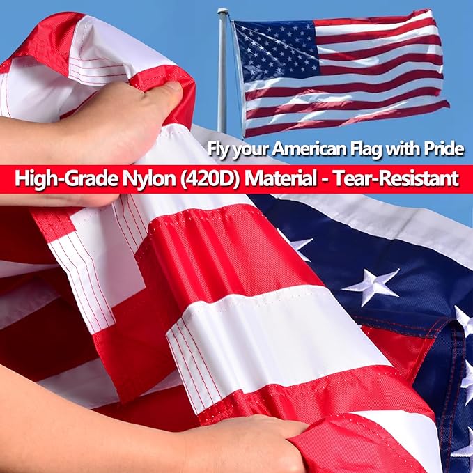 American Flag 3X5 Feet, U.S. 50 Star Sewn USA Patriotic Heavy Duty Flag Patriotic Decorations For Outside, 4th Of July Flag Decorations