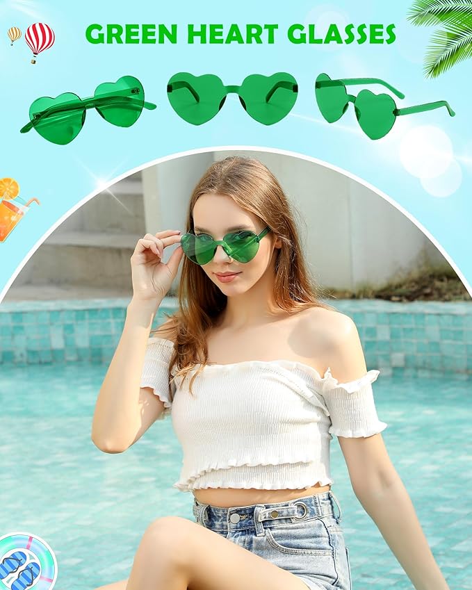 100 Pairs Heart Shaped Sunglasses for Women, Colorful Rimless Fun Heart Sunglasses Bulk Party Favors
