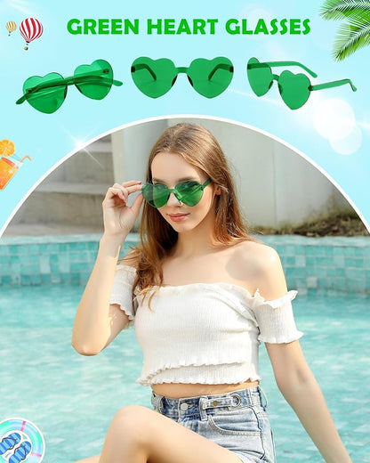 100 Pairs Heart Shaped Sunglasses for Women, Colorful Rimless Fun Heart Sunglasses Bulk Party Favors
