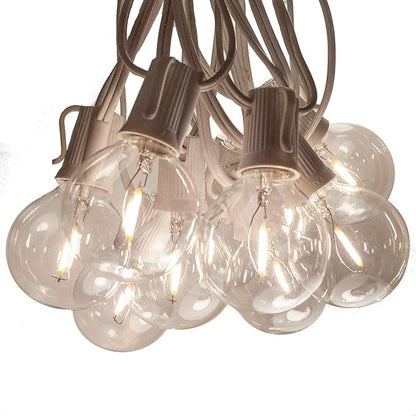 Hometown Evolution, Inc. G50 2" LED Filament Outdoor Patio String Lights with 0.6 Watt Light Bulbs (G50 LED - White Wire, 50 ft)