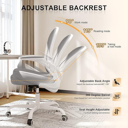 Synorla Office Chair, Ergonomic Desk Chairs 330LBS Capacity High Back Mesh Computer Chair with Flip-up Armrests, Comfy Work Chair with Adjustable Lumbar Support