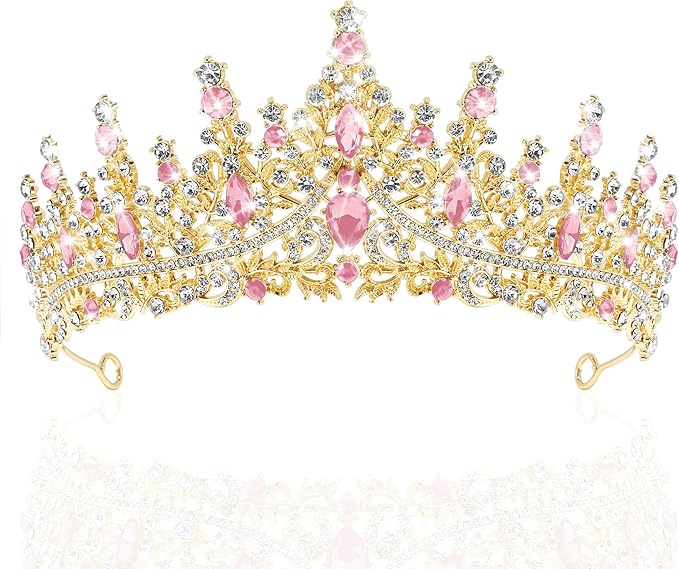 TAROSE Silver Tiaras for Women and Girls, Crystal Gold Crowns for Women, Hair Accessories for Bride/Halloween/Prom/Birthday