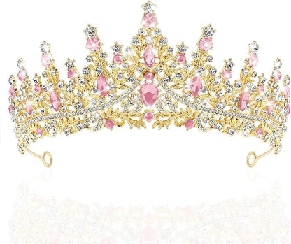 TAROSE Silver Tiaras for Women and Girls, Crystal Gold Crowns for Women, Hair Accessories for Bride/Halloween/Prom/Birthday