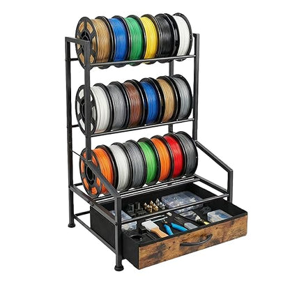 3D Printer Filament Storage Rack with Fabric Drawer,Dust Proof & Sturdy Metal 3D Printing Accessory for Organized Workspace Sturdy Spool Holder for PLA ABS TPU Nylon Filament Organizer
