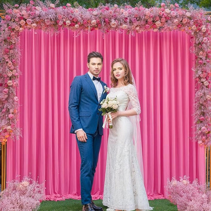 24 x 10ft Hot Pink Backdrop Curtains for Girls Party Photo Background Curtains Wrinkle Free Drapes for Backdrop Long Curtain for Wedding Bridal Shower Valentine's Day Birthday Baby Shower, 6 Panels