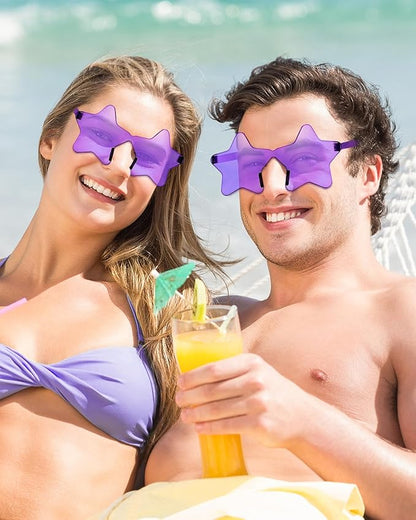 20 Pairs Rimless Star Sunglasses Bulk Transparent Candy Color Star Glasses for Women Men Party Favors