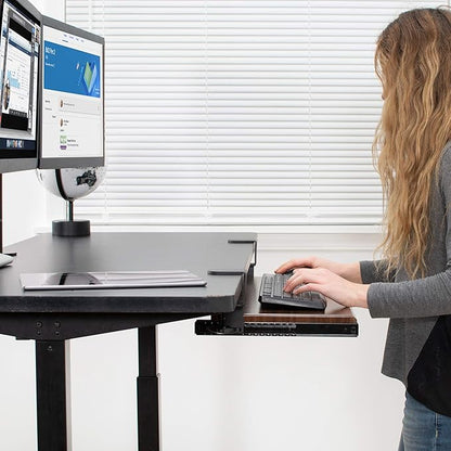 VIVO Large Clamp-on Computer Keyboard and Mouse Under Desk Slider Tray, 27 x 11 inch Pull Out Platform Drawer, Dark Wood, MOUNT-KB05D
