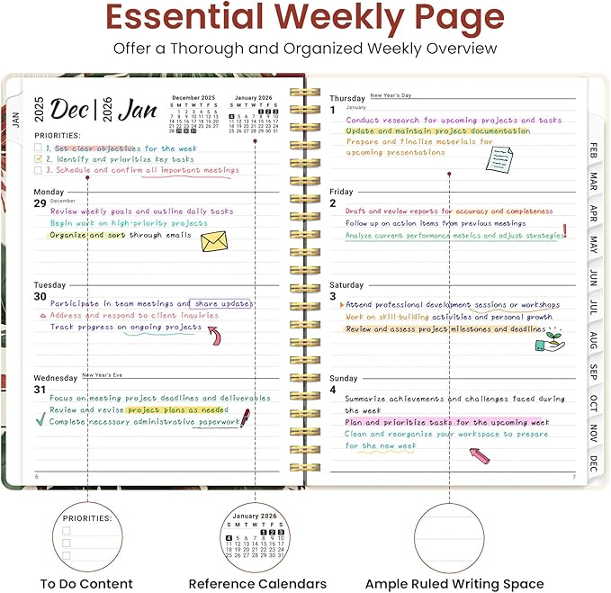 2026 Planner, Weekly and Monthly Planner for Women, Jan 2026 - Dec 2026 Pretty 2026 Calendar Planner with Monthly Tabs, Inner Pocket, Spiral Binding, Perfect for Office Home School - 6.3" x 8.5", Koala Retreat
