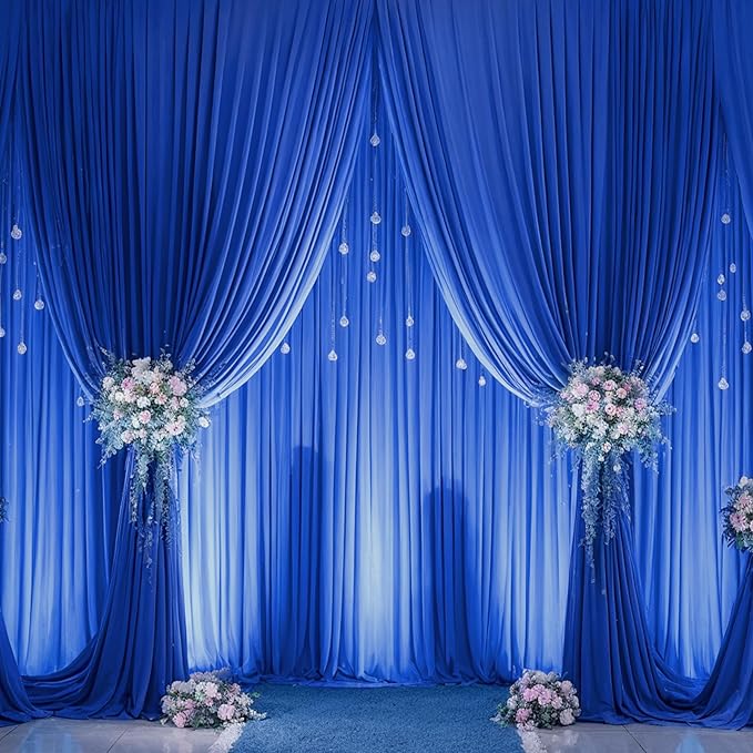 6 Panels Royal Blue Backdrop Curtain for Parties Wrinkle Free Blue Photo Curtains Backdrop Drapes Fabric Decoration for Wedding Birthday Party Baby Shower 30ft(W) x 10ft(H)