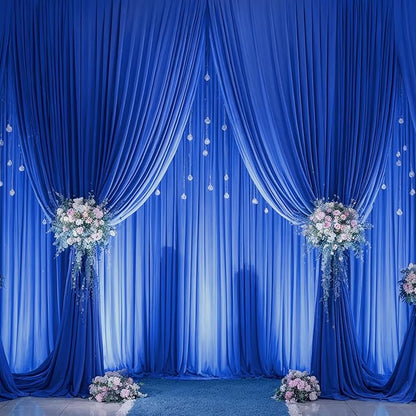 6 Panels Royal Blue Backdrop Curtain for Parties Wrinkle Free Blue Photo Curtains Backdrop Drapes Fabric Decoration for Wedding Birthday Party Baby Shower 30ft(W) x 10ft(H)