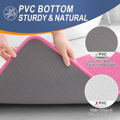 OLANLY Thick Memory Foam Bath Mat Rug 24x16, Extra Soft Absorbent Bathroom Rug, Quick Dry Bath Mats, Non-Slip, Machine Washable Carpet for Bathroom, Tub and Shower, Home Decor Accessories, Hot Pink