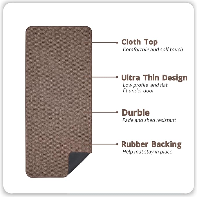 Bath Mat,Ultra Thin Bathroom Runner Rugs,Large Bath Mats for Bathroom,Quick Dry,Non-Slip,Machine Washable,Low Pile,Bath Rug,Shower Outside,Sink,Home Decor Accessories.Brown,3'x4'(36x48inch)