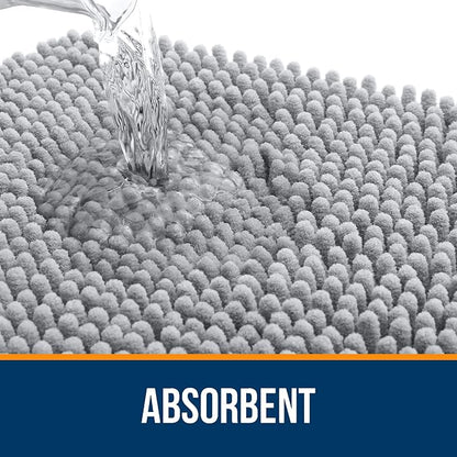 OLANLY Toilet Rugs U-Shaped 24x20, Extra Soft Absorbent Chenille Contour Bathroom Rugs for Toilet, Dry Quickly, Machine Washable, Non-Slip Bath Mat, Light Grey