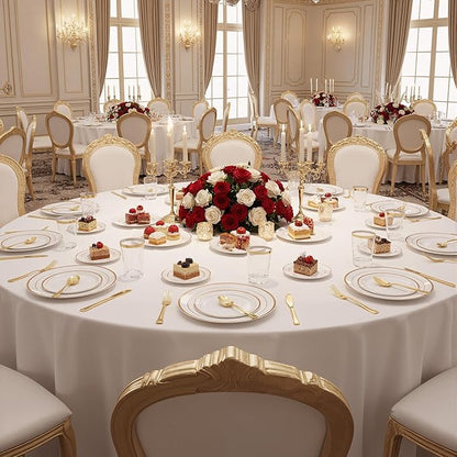 350 Pieces Rose Gold Disposable Plates for 50 Guests, Disposable Plastic Plates, Dinnerware Set of 50 Dinner Plates, 50 Salad Plates,50 Cups and 50 Paper Napkins for Party, Wedding, Celebration