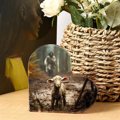 Christian thank you gifts - Jesus and Lamb Religious Home Decor, for Mom Gifts,Inspirational Gifts for catholic Women,Friends,Mother's,teacher,christians,Baptism,Christmas, or Birthday (4"x4") D-238