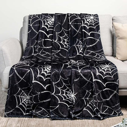 Gothic Spider Web Blanket - Perfect for Gothic Room Decor,Spooky Home Decor, Ideal Gothic Decor Accent,Black Horror Blanket, Soft Flannel for Couch, Bed, and Haunted Mansion Use (80" x 60")