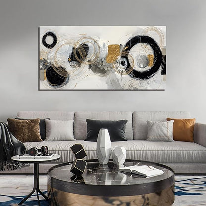Black White and Gold Prints Wall Decor for Bedroom Abstract Poster Wall Art for Office Large Wall Art for Living Room Size 29 x 58 Inch
