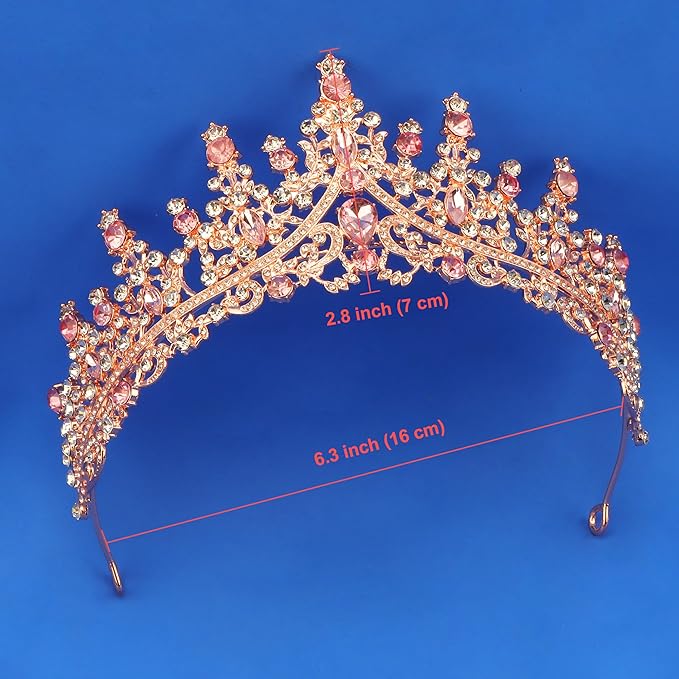 COCIDE Pink Crowns for Women Pink Tiaras for Women Princess Tiaras for Girls Costume Halloween Hair Accessories Royal Crystal Headbands Cosplay Birthday Pageant Bride Headpieces