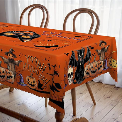 Eikione Rectangular Tablecloth 140x180inch, Halloween Cat Tablecloth Waterproof and Wrinkle-Free, Table Covers, Summer Decorations for Home Dining