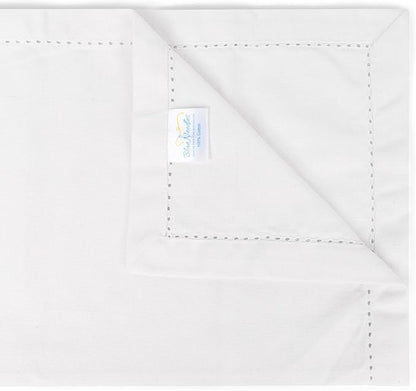 Blue Needles Set of 6 Hemstitch Linen Napkins 100% Cotton White Cloth Dinner Napkins 18x18 inches, Soft, Reusable, Absorbent, Washable, Ideal for Fall Thanksgiving Events, Parties & Everyday Use