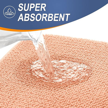 OLANLY Thick Memory Foam Bath Mat Rug 30x20, Extra Soft Absorbent Bathroom Rug, Quick Dry Bath Mats, Non-Slip, Machine Washable Carpet for Bathroom, Tub and Shower, Home Decor Accessories, Peach