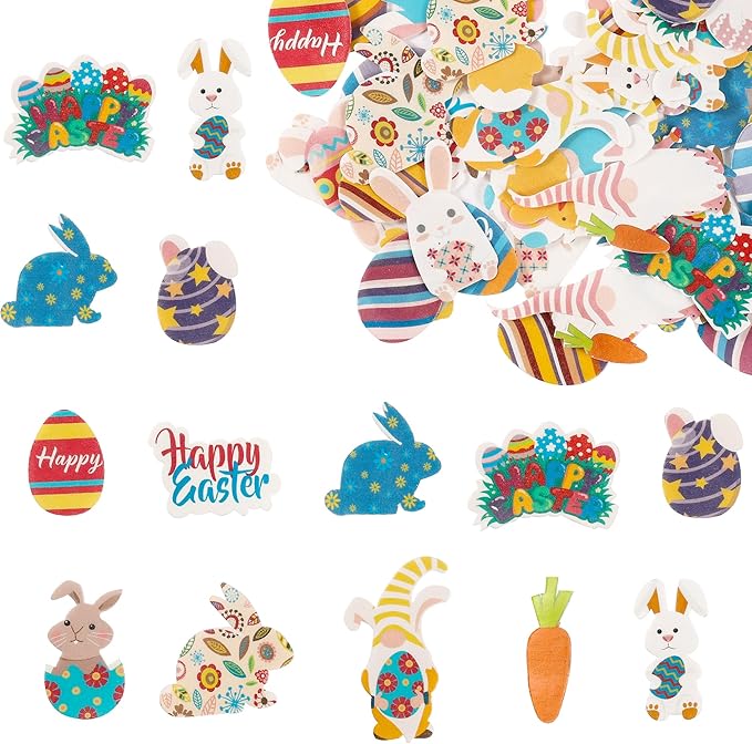 Ephlyn 72Pcs Edible Toppers - Easter & Birthday Cupcake Toppers for Kids & Parties