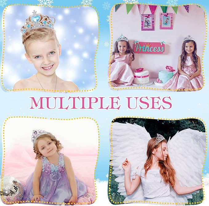 Zhanmai 24 Pcs Tiara Crown Set Princess Crown for Girls Plastic Tiaras Dress up Costume Party Favor Accessories Kid Birthday (Blue, Purple, Pink, Rose Red)