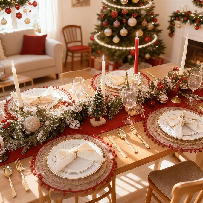 175PCS White and Gold Plastic Plates - Christmas Plates with Rolled Napkins for Party - 25Guest Disposable Dinnerware Sets for Party/Christmas/Wedding