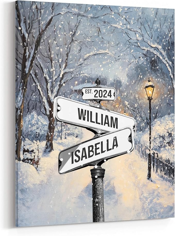 GABITA Personalized Crossroads Street Sign Wall Art for Couples, Anniversary Canvas for Couple, Gift for Valentines Day, Girlfriend Boyfriends Gifts, Custom Poster for Wife and Husband 5