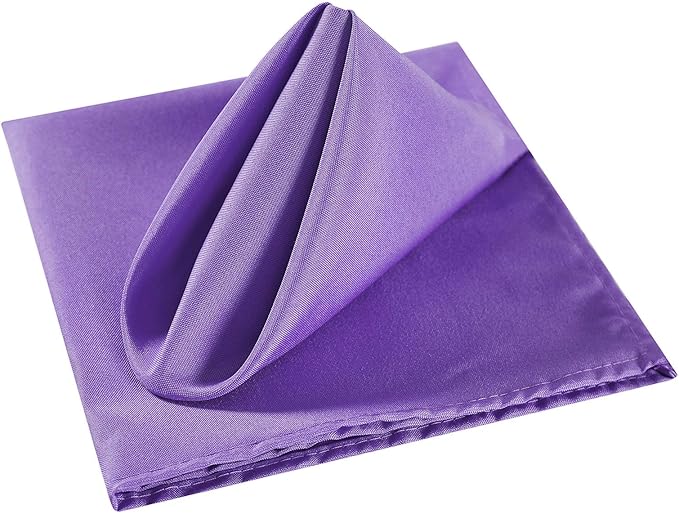Cloth Napkins 20x20 inch Washable Polyester Dinner Napkins Soft Table Napkins for Wedding Party Dining Banquet(Purple,25PCS)