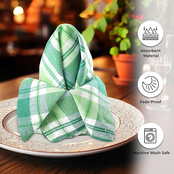 Urban Villa Cloth Napkins Set of 12 20x20 Inches 100% Cotton Napkins Cloth Washable Soft Durable Reusable Absorbent Table Dinner Napkins Cloth for Hotel Lunch Restaurant Weddings Parties- St Patrick