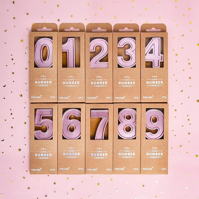 PHD CAKE 2.76 Inch Luxe Rose Gold 6 Number Birthday Candles, Rose Gold Number Candles, Cake Number Candles, Party Celebration