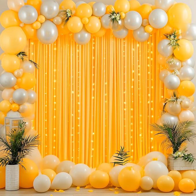 Marigold Backdrop Curtain for Parties Wrinkle Free Orange Photo Curtains Backdrop Drapes Fabric Decoration for Wedding Birthday Party Baby Shower 5ft x 7ft,2 Panels