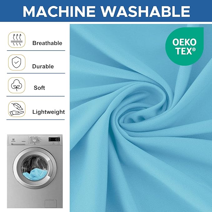 4ft Stretch Table Cover Fitted-8 Pack Light Blue Spandex Table Cloths with Elastic-Folding Table Protector for Party, Wedding, Vendor Booth Display, Banquet Buffet Event, Craft Trade Show