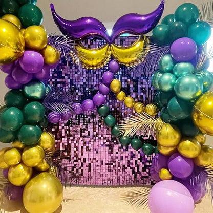 COKAOBE Purple Shimmer Wall Backdrop, 24PCS Square Sequin Shimmer Backdrop Panel, Photo Backdrops for Birthday, Anniversary, Wedding, Graduation & Bachelorette Party Decoration