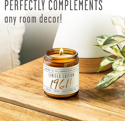 64th Birthday Gifts for Women - 'Limited Edition 1961' Soy Candle, w/Champagne on Ice I 64 Birthday Gifts for Women I 64th Gift for Her Ideas I 9oz Reusable Jar, 50Hr Burn, Made in USA