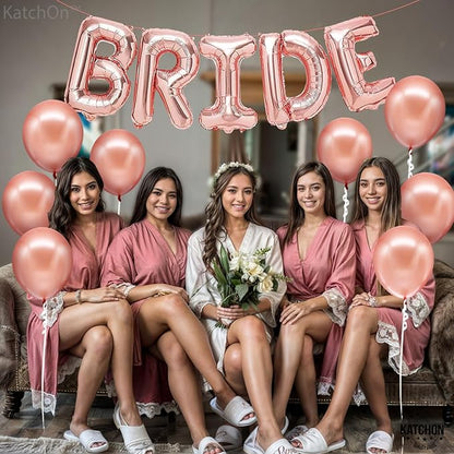 KatchOn, Bride Balloons Rose Gold Set - 16 Inch, Pack of 15 | Bachelorette Party Decorations | Rose Gold Bride Balloon | Bridal Shower Decorations, Bachelorette Balloons
