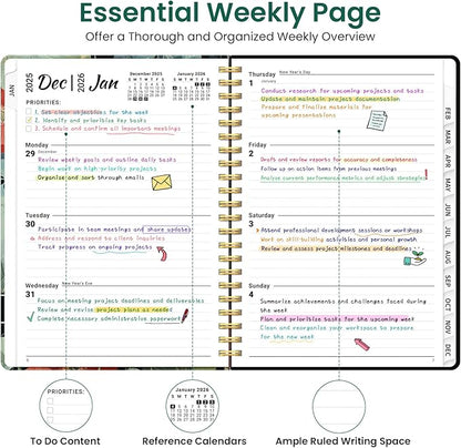 2026 Planner, Weekly and Monthly Planner for Women, Jan 2026 - Dec 2026 Pretty 2026 Calendar Planner with Monthly Tabs, Inner Pocket, Spiral Binding, Perfect for Office Home School - 6.3" x 8.5", Poppy Garden