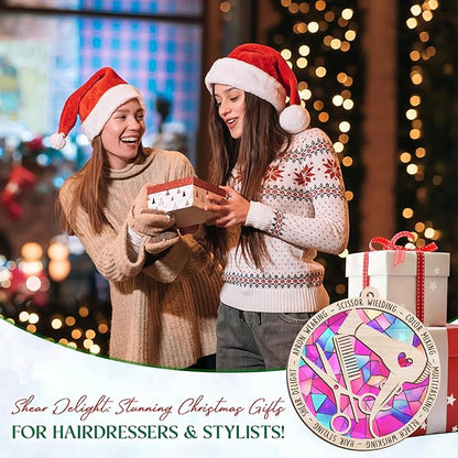 FLAGWIX Christmas Hairstylist Gifts Women - Suncatcher Hairdresser Christmas Ornaments 2025 for Tree Decorations - Hair Stylist Ornament, Hair Stylist Gifts for Hairdressers Female Barbers Beauticians
