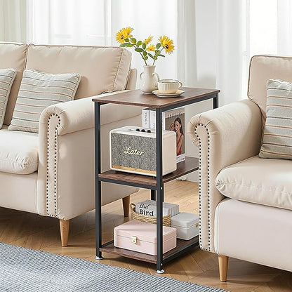 VECELO Tall End Side Table,30" Height Nightstand with 3-Tier Storage Shelf for Living Room Bedroom Office Hallway Study