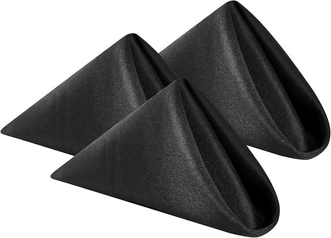 Cloth Napkins 17x17 inch Washable Polyester Dinner Napkins Soft Table Napkins for Wedding Party Dining Banquet(Black,12PCS)
