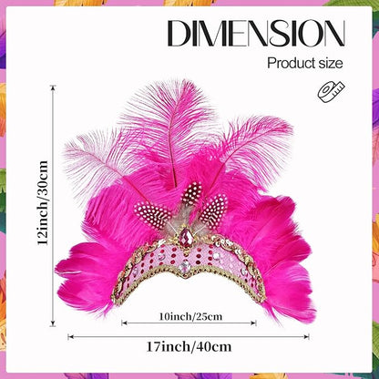 Women's Carnival Feather Headpieces Sequin Headdress for Wedding Masquerade Party Cosplay Feather Headbands