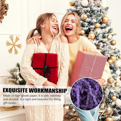 ZEBMOON 1 LB Purple Crinkle Cut Paper Shred Filler Great for Gift Wrapping, Basket Filling, Birthday, Wedding, Halloween, Thanksgiving, Christmas Day, New Year Party Decorations Filling Supplies