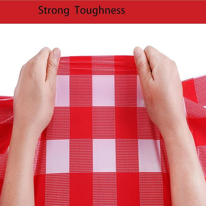 3 Packs Red and White Checkered Tablecloth 54x108 Inches Rectangle Gingham Tablecloth Disposable Plastic Waterproof Table Cover for Outdoor Picnic Kitchen and Birthday Party