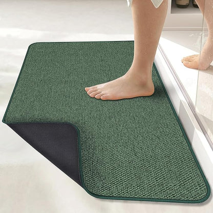 Bath Mat,Ultra Thin Bathroom Runner Rugs,Large Bath Mats for Bathroom,Quick Dry,Non-Slip,Machine Washable,Low Pile,Bath Rug,Shower Outside,Sink,Home Decor Accessories.Green,2'x6'(24x72inch)