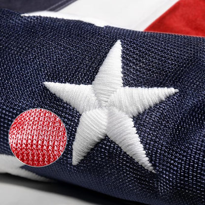Knit Polyester American Flag 5x8 FT Outdoor Heavy Duty Luxury TearProof Series, American Flags 5x8 for Outside, USA US Flag with Wind Tunnel and Glow Effect, Embroidered Stars, Brass Grommets