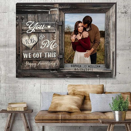 GABITA Personalized Wedding Anniversary Couple Canvas, Gift for Husband and Wife, Gift for Parents, 50th Wedding Anniversary Couple Wall Art Personalized by Year
