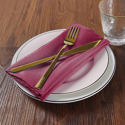 Cloth Napkins 17x17 inch Washable Polyester Dinner Napkins Soft Table Napkins for Wedding Party Dining Banquet(Burgundy,100PCS)